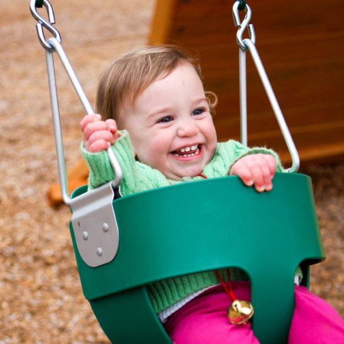 Infant Swing Seat Half Bucket on rope Kids Baby Set Swings Black Rubber Backyard 