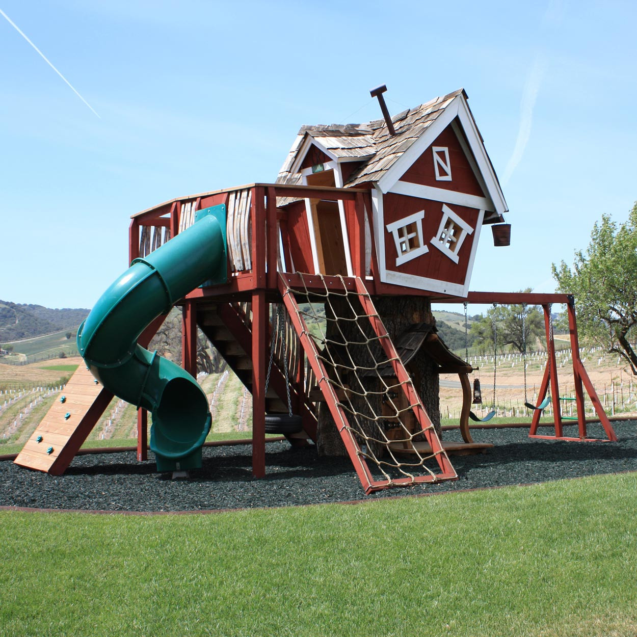 crooked mansion wooden playhouse