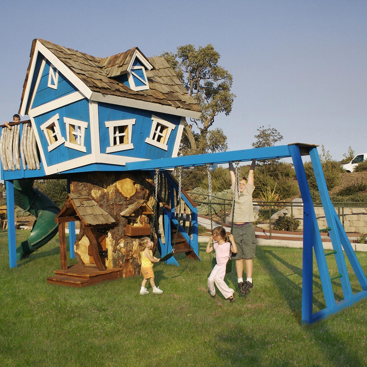 crooked mansion wooden playhouse