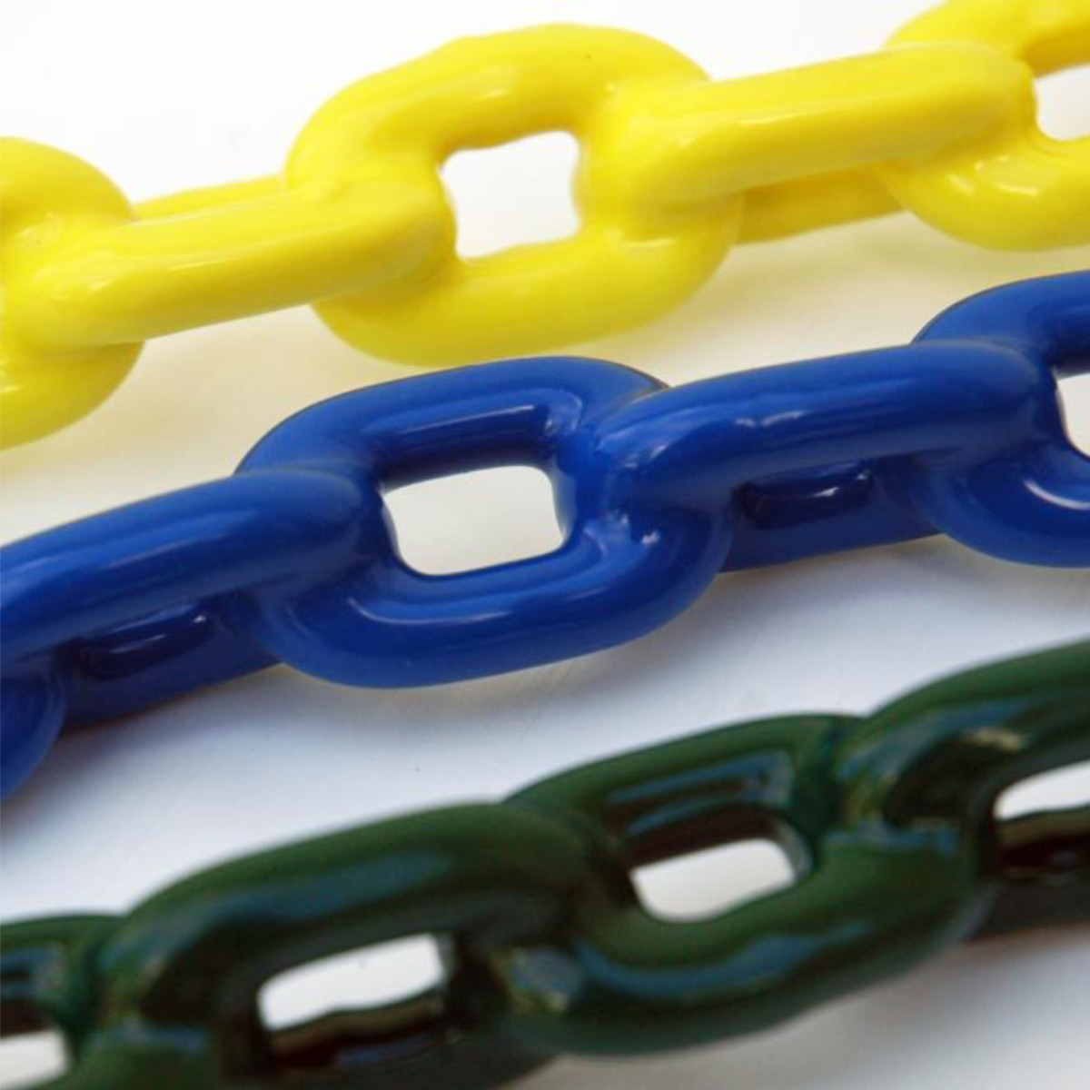 Fully Plastisol Coated Chain - Blue, Green, and Yellow