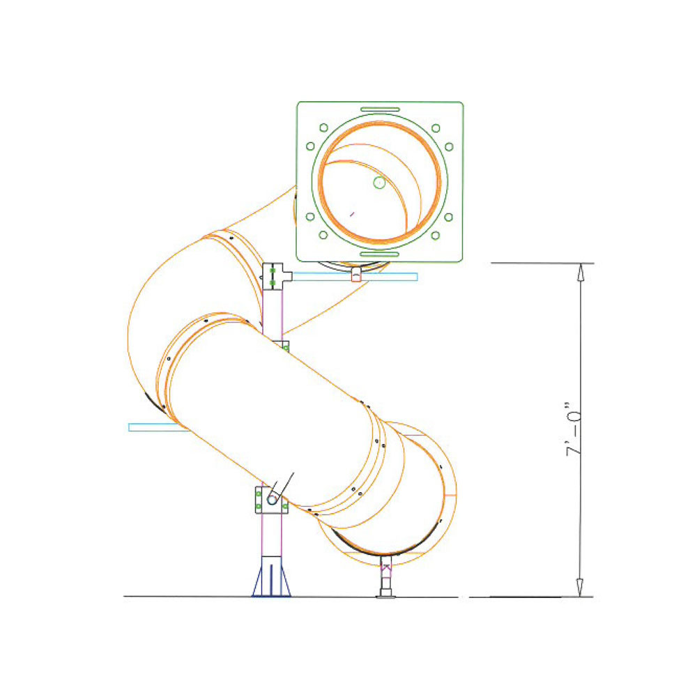 7' Spiral Tube Slide - Drawing