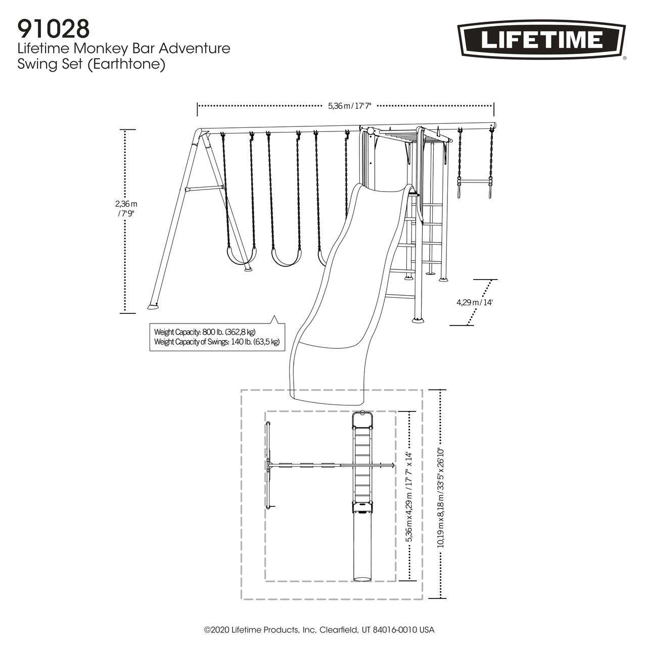 lifetime monkey bar adventure swing set