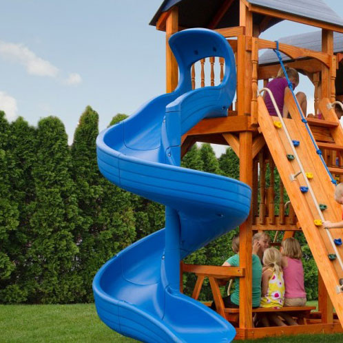 swing set with swirly slide