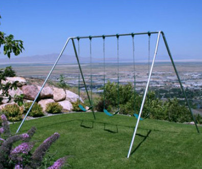 Metal A-Frame Swing Set with 3 Swings 