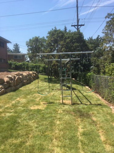 metal horizontal ladder swing set with slide