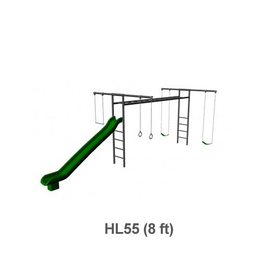 metal horizontal ladder swing set with slide