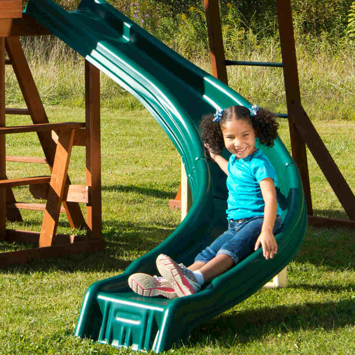 swing set with twist slide