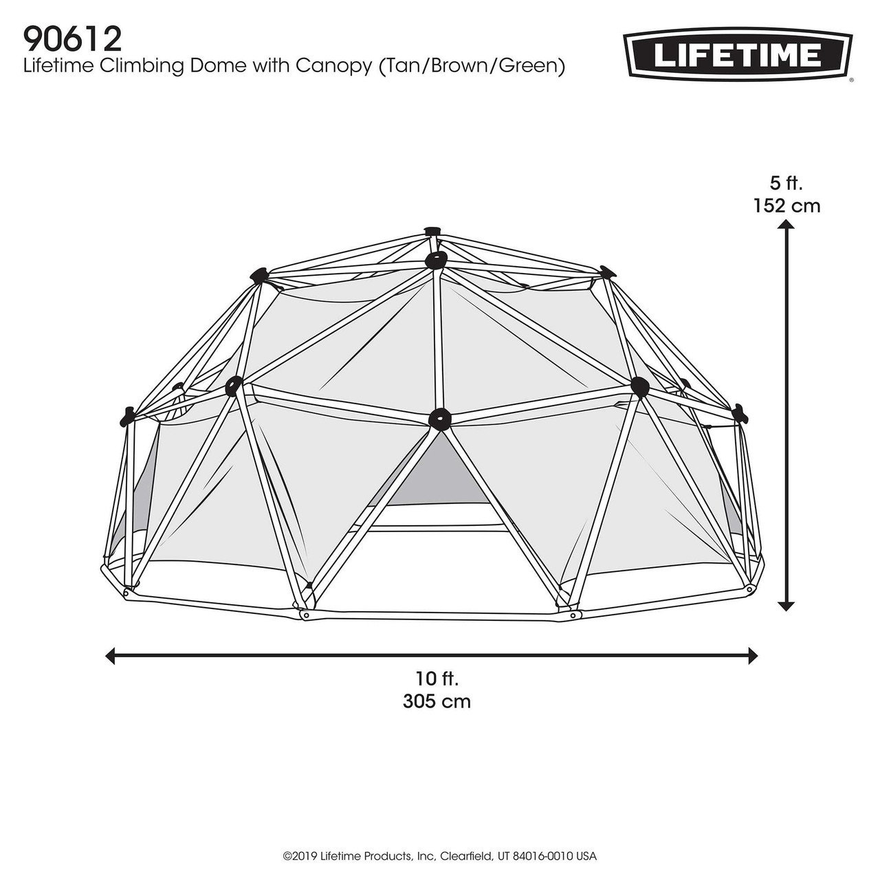Lifetime Geo Dome Climber with Tent - Dimensions