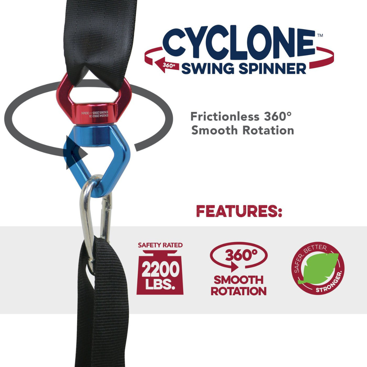10 ft Tree Swing Strap with Cyclone Spinner Swivel (MM00168)
