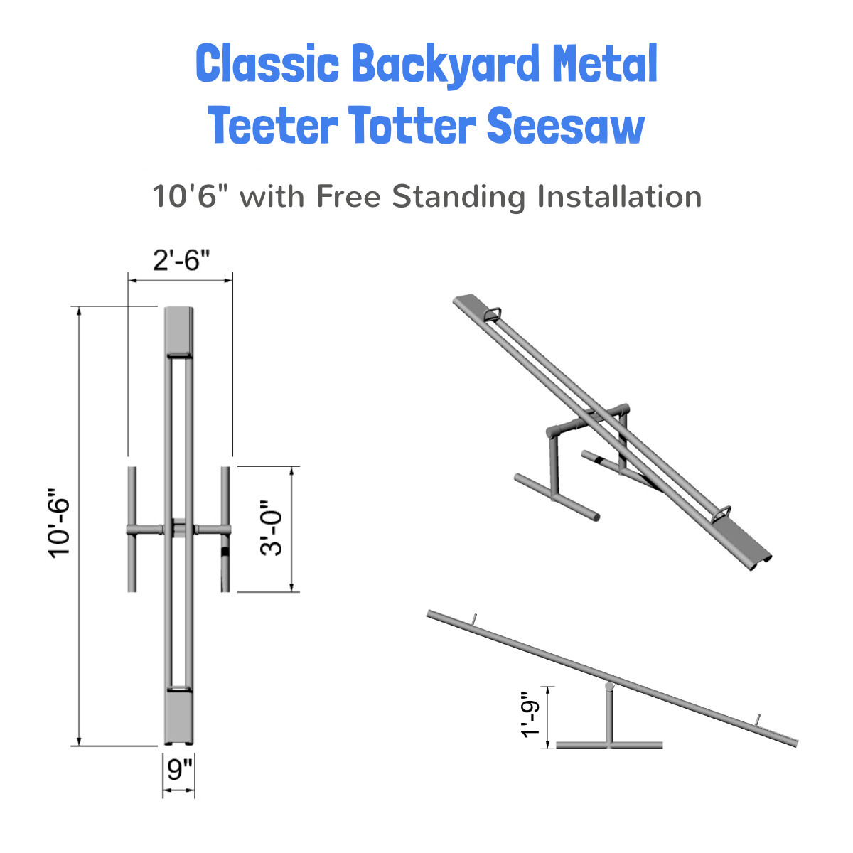 Classic Backyard Metal Teeter Totter Seesaw
