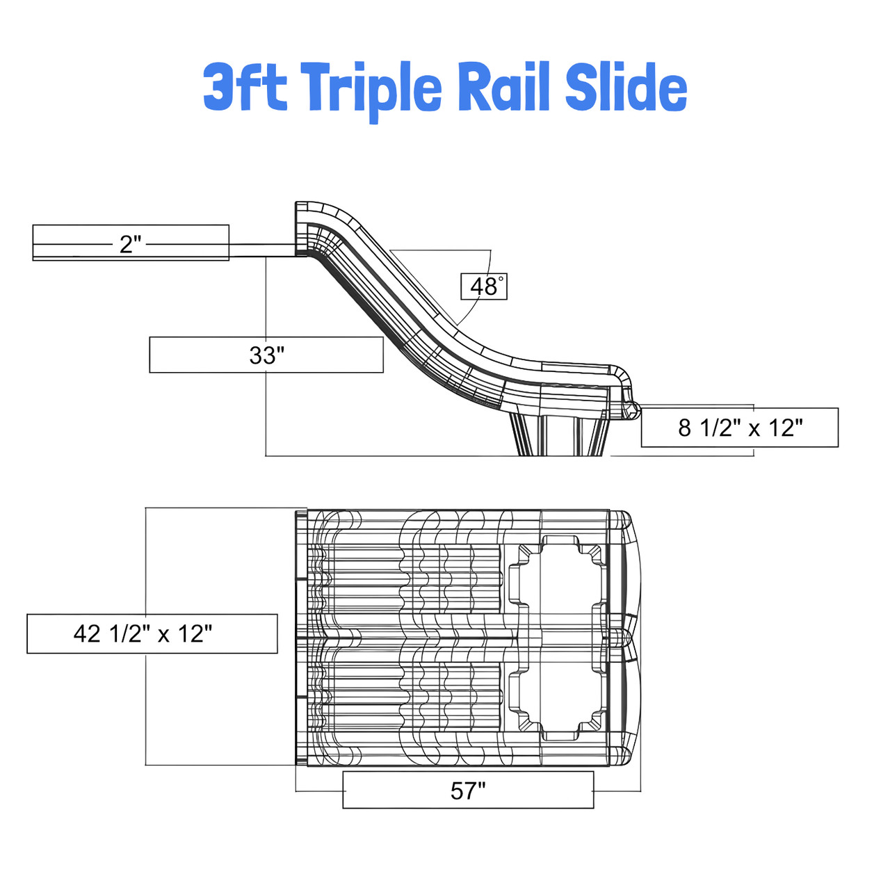 3' Deck Triple Rail Slide (with foot)