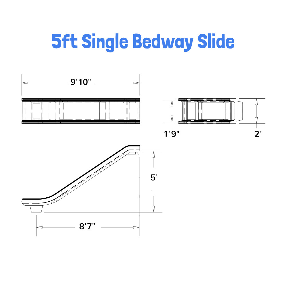 5' Commercial Single Bedway Playground Slide 