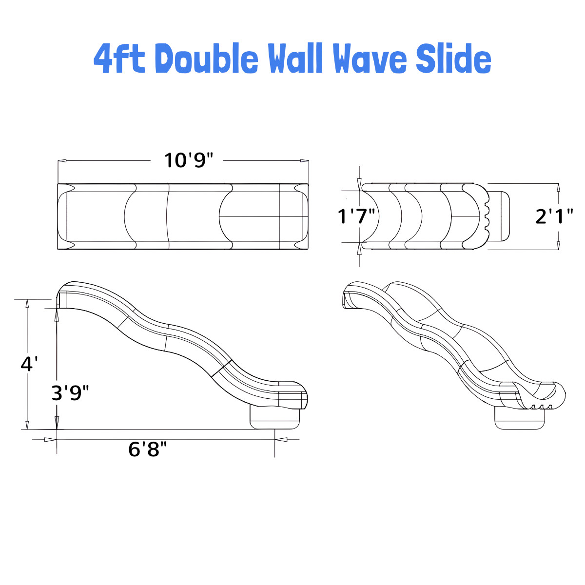 4 ft Commercial Double Wall Wave Slide