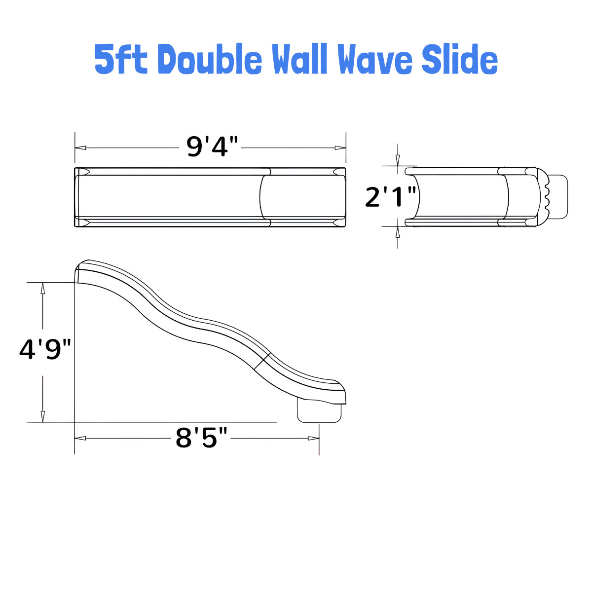 5 ft Commercial Double Wall Wave Slide