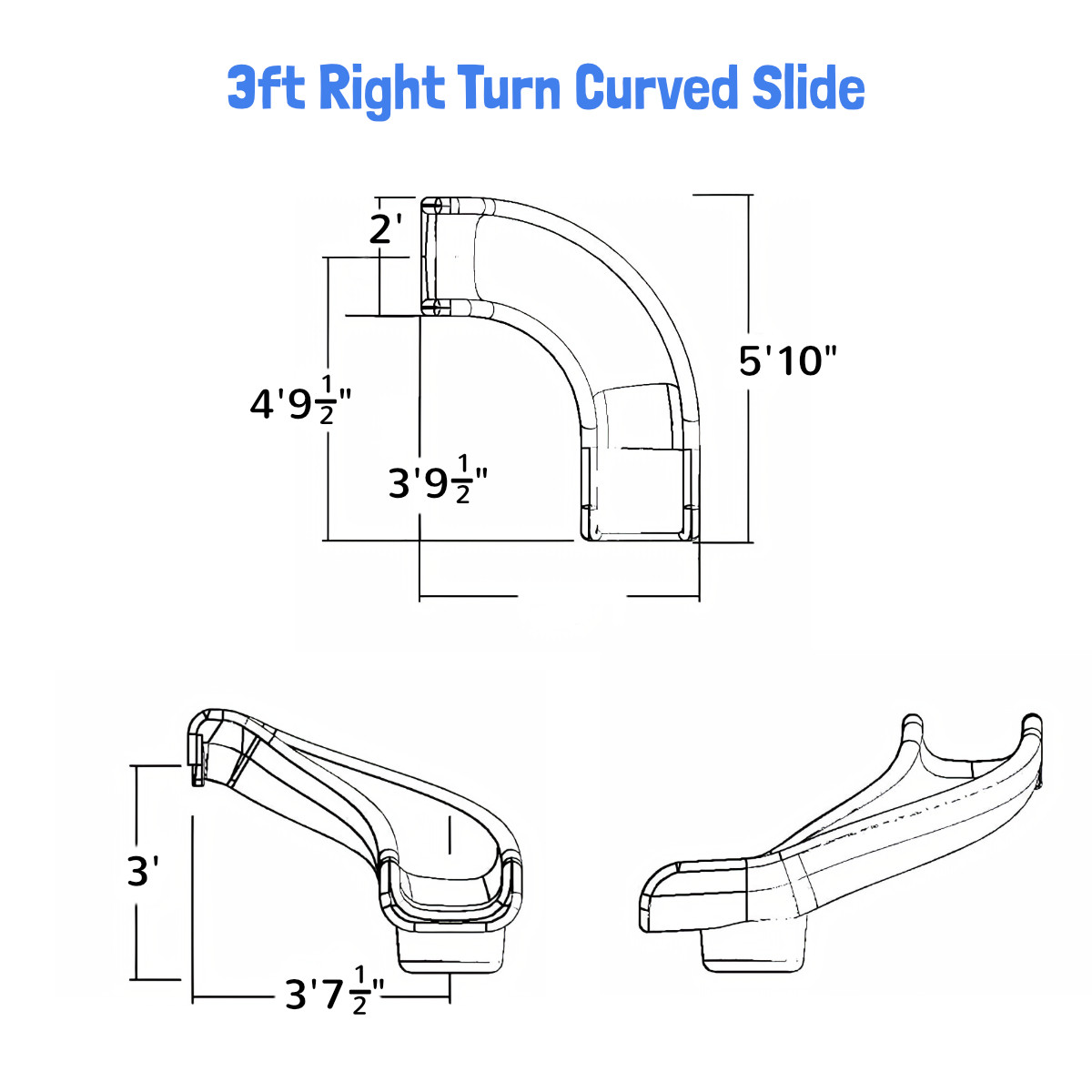 3 ft Commercial Right Turn Curved Slide