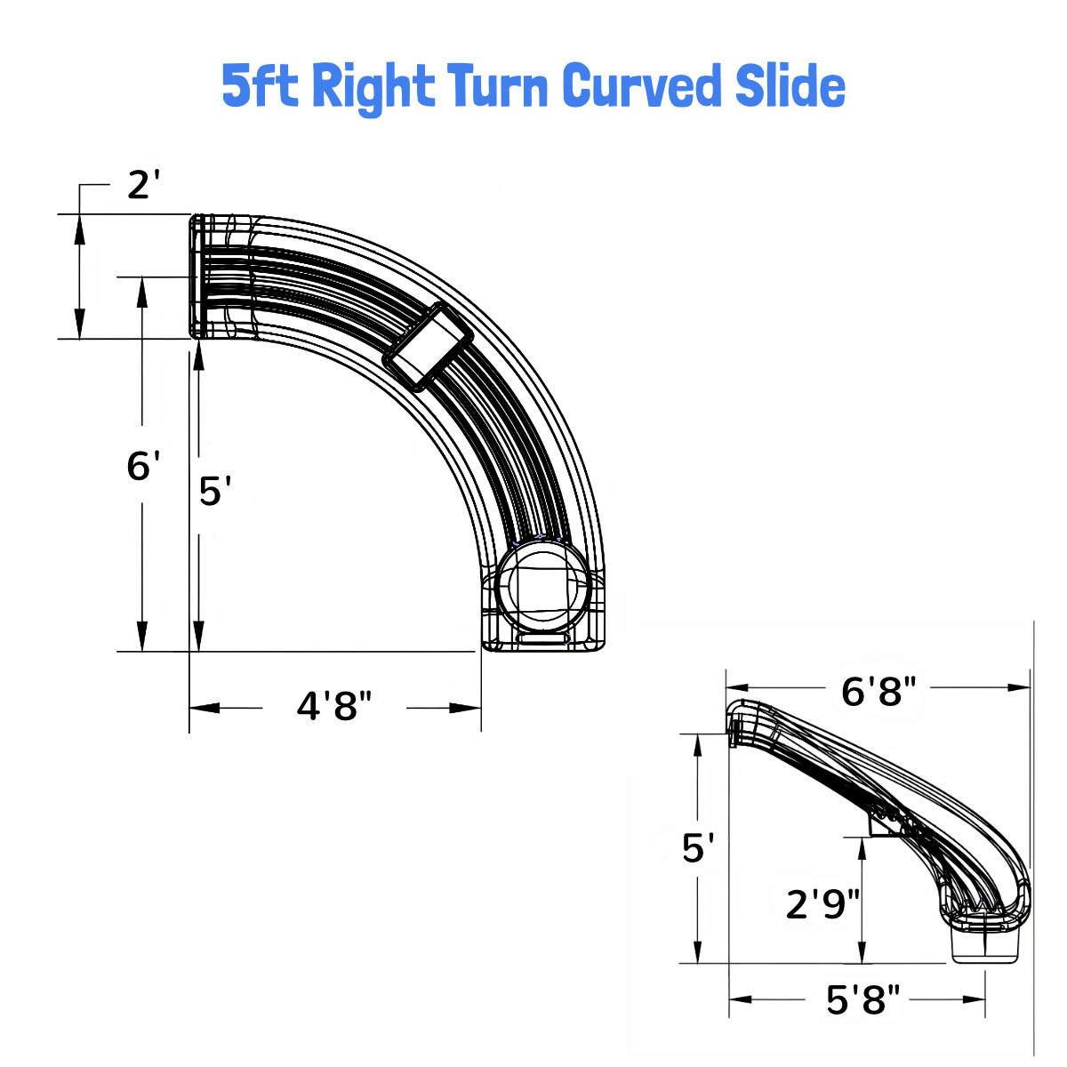 5 ft Commercial Right Turn Curved Slide
