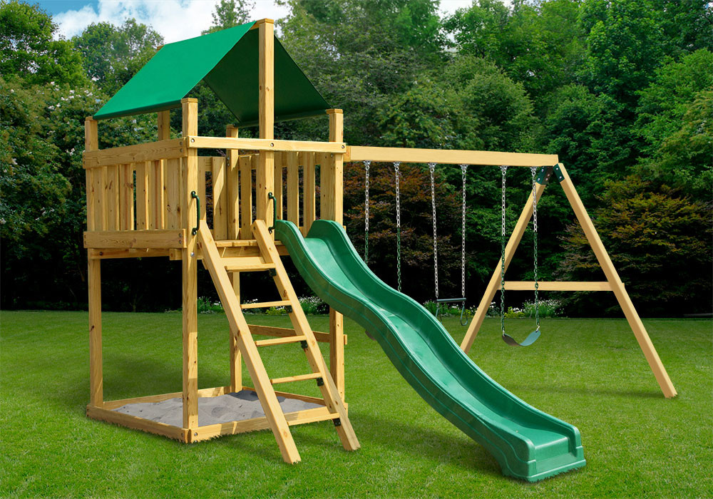swing set with fort