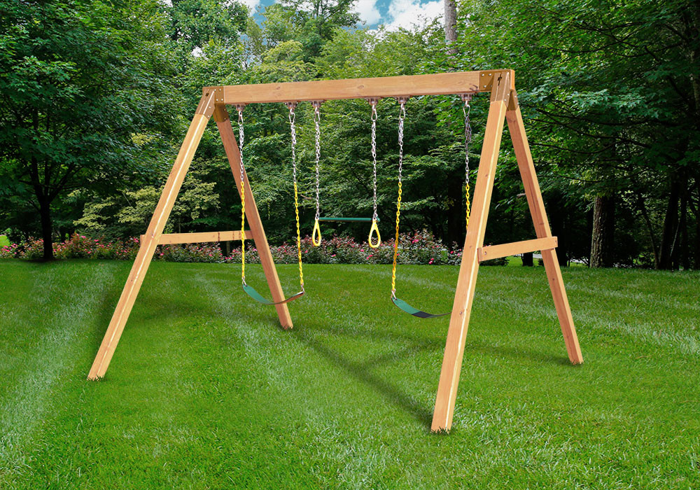 simple wooden swing set