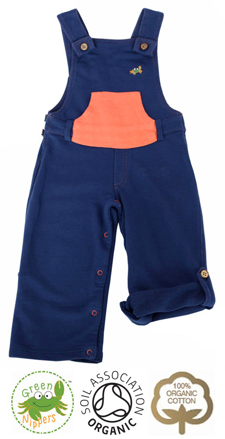 Toddler Boys Blue Dungarees | Organic Clothes by Green Nippers