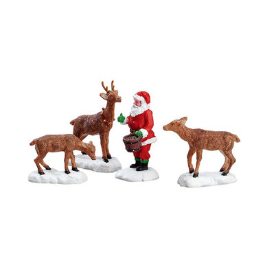 Lemax Village Collection Santa Feeds Reindeer, Set of 4 #52146 - House