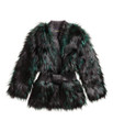 Balmain For H&M Leather & Faux Fur Jacket - Black/Green #29-8886
