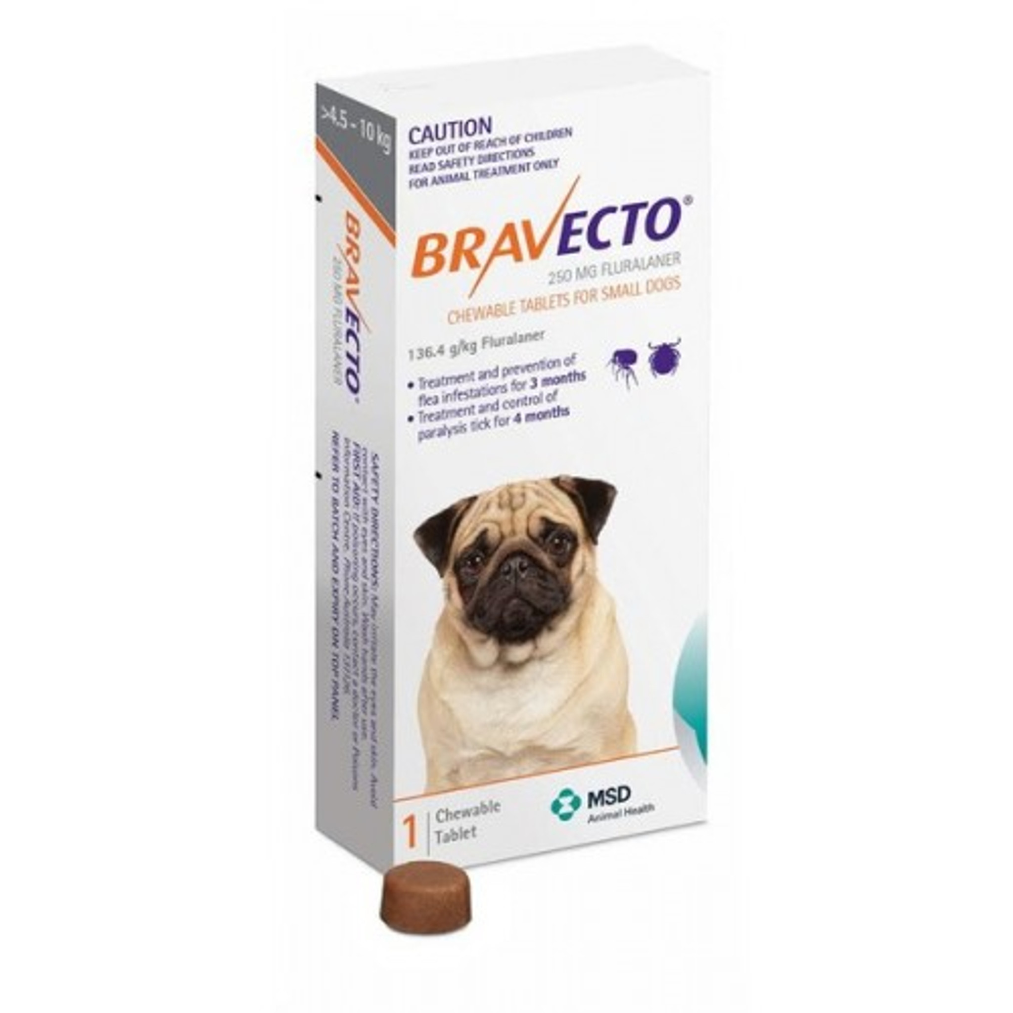 Bravecto for Small Dogs 4.5 10kgs (1 single chew) Sierra Pet
