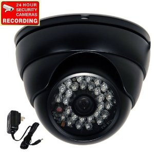 Infrared Security Camera with Power Supply and Warning Decal