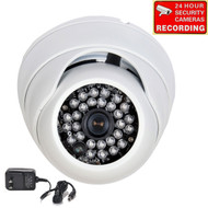 Infrared Security Camera with Power Supply and Warning Decal