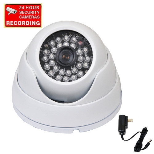 The Infrared High Resolution Dome Camera VD3HWE with Power Supply and Warning Decal