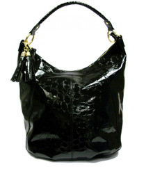 Black Croc Sofia Hobo Bag