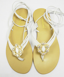 White Ava Crystal Sandal