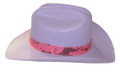 Lavendar Canvas Cowgirl with Pink Snake Skin Band