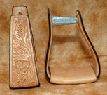 Straight Time Stirrups Packer/Over-Size Sewn Hand Tooled Leather Light Oil