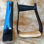 Straight Time Stirrups Barrel/Bandit Powder Coated with Leather Tread