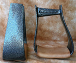 Straight Time Stirrups Roper/Trail Powder Coat with Leather Tread