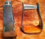 Straight Time Stirrups Little Britches Stirrup Burnished Aluminum with Leather Tread