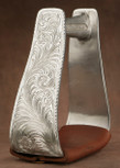 Straight Time Stirrups Roper/Trail In Stock Hand Engraved Polished with Leather Tread