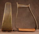 Straight Time Stirrups Packer/Over-Size Satin Copper Stirrup with Leather Tread