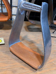 Straight Time Stirrups Packer/Over-Size Stirrup Burnished Aluminum with Leather Tread