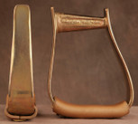 Straight Time Stirrups Barrel Stirrup Satin Copper Plated with Leather Tread