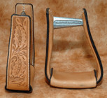 Straight Time Stirrups Cow Horse Leather Sewn Hand Tooled Stirrup Light Oil