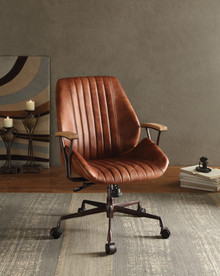 Metal & Leather Executive Office Chair, Cocoa Brown