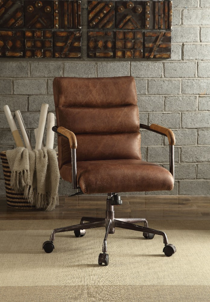 Metal & Leather Executive Office Chair, Retro Brown - EventsWholesale.com