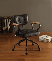 Metal & Leather Executive Office Chair, Black