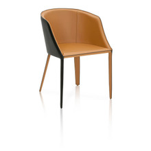 Dual-Tone Dining Chair With Curved Back Saddle Brown And Black