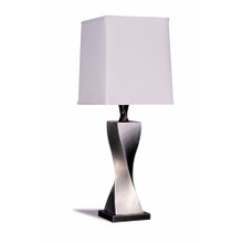Square Shade Twist Table Lamp, White & Silver, Set of 2