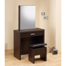 Stylish Vanity with Hidden Mirror Storage and Lift-Top Stool, 2 Piece, Brown