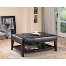 Charming Leather Ottoman, Brown