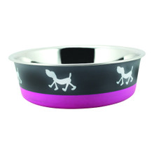 Modern Stainless Steel Pet Bowl Bowl Bonded Fusion Pink Base Large By Boomer N Chaser