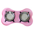 Spill Proof Pet Double Diner Pink Bowl Stainless Steel By Boomer N Chaser